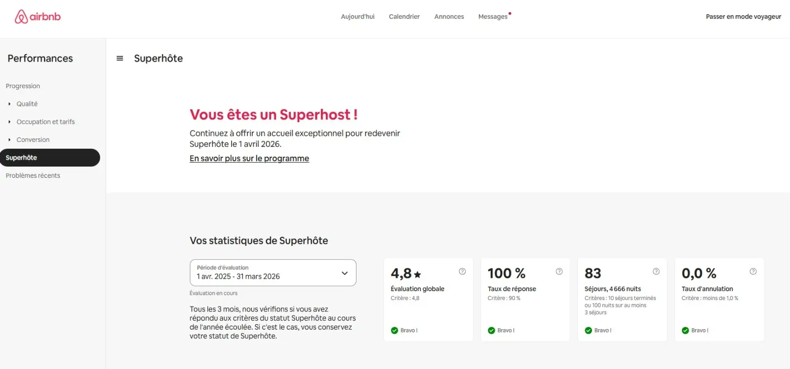 air bnb tableau de bord