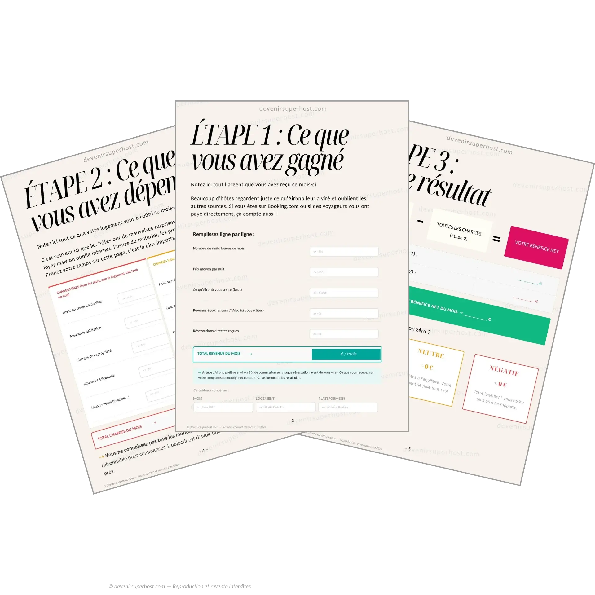 Aperçu du Tableau de bord Airbnb gratuit